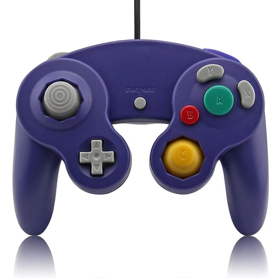 MANDO COMPATIBLE PARA NINTENDO GAME CUBE CABLE CONTROLADOR CONSOLA MORADO AZUL
