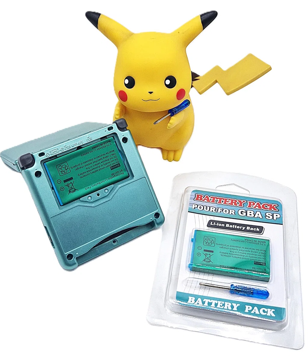 Batería compatible con Nintendo Game Boy Sp Advance GBA Console AGS 001, AGS 003, Li-ion Litio 850 mAh 3,7 Recargable Recambio de Larga Duración con Kit Herramientas Listo para usar