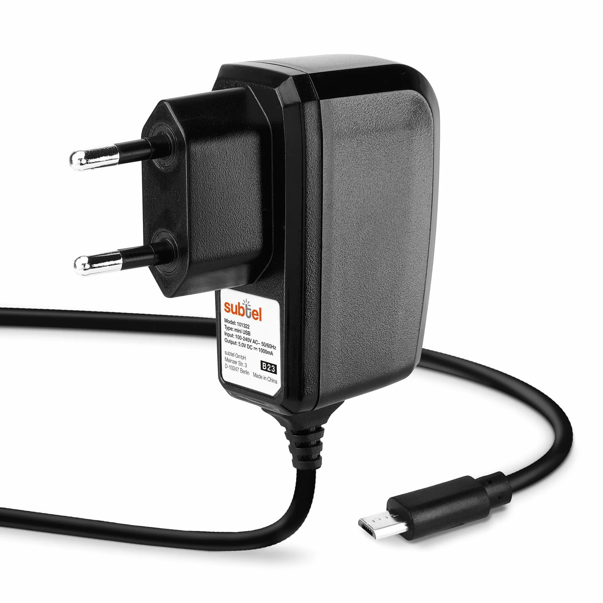 subtel, 5V Cargador Compatible con Nintendo Classic Mini NES/SNES Fuente de alimentación con Conector Micro USB Cable de alimentación 1A / 1000mA 1.1m Adaptador de Corriente AC