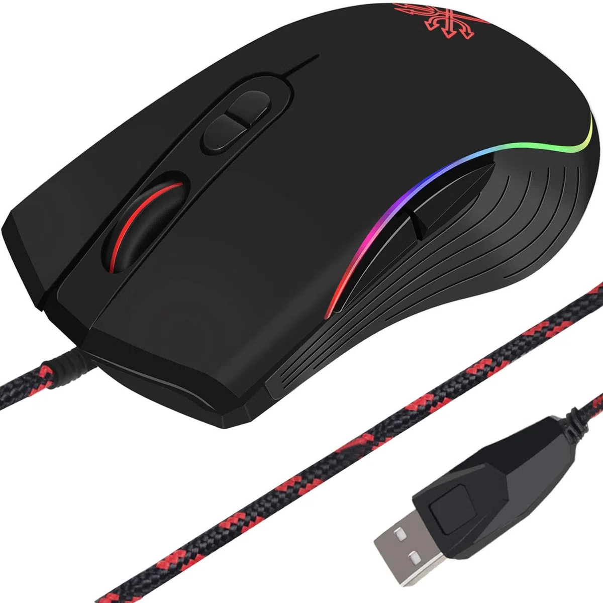 Ratón Gaming con Cable DunMoon - 1.200 a 7.200 dpi, Gaming Mouse Óptico, Ergonómico, Led con 7 Botones Programables, Iluminación RGB para PC, Portátil, Ordenador - Raton Gamer.
