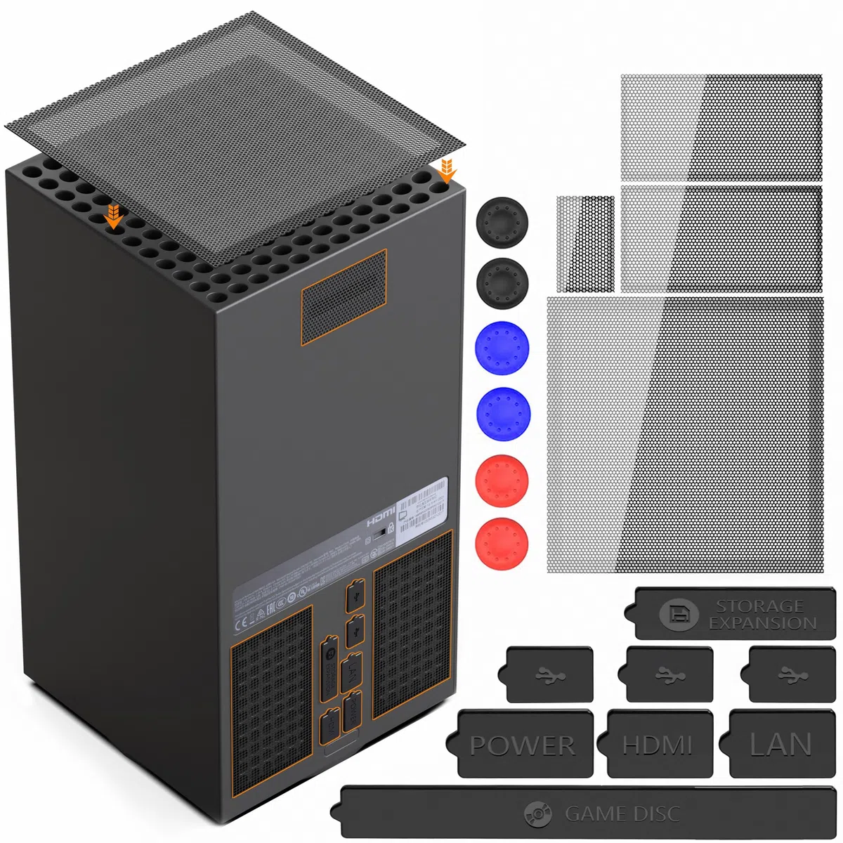 Cubierta antipolvo para consola de juegos Xbox Series X, 8 tapones antipolvo de silicona y 4 filtros de polvo de PVC, protector de polvo, funda a prueba de polvo para Xbox Series X, accesorios con 6