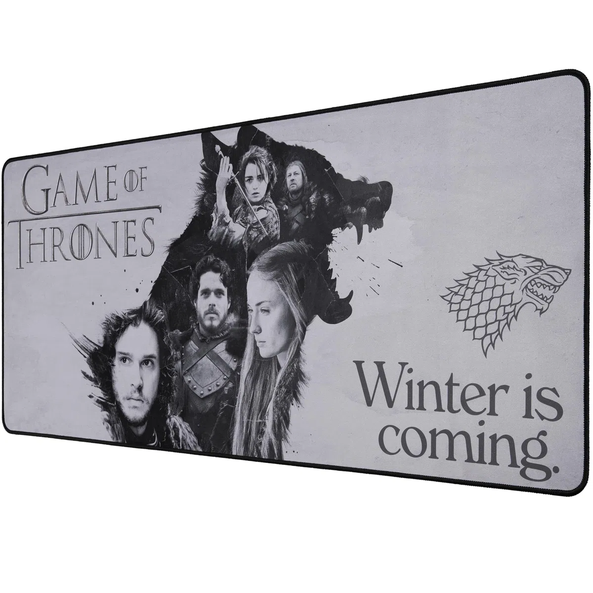 Subsonic - Alfombrilla para Ratón XXL - Alfombrilla de Escritorio Game of Thrones 90x40 cm - Superficie Lisa Optimizada para Sensores, Base Antideslizante, Bordes Cosidos – Gris