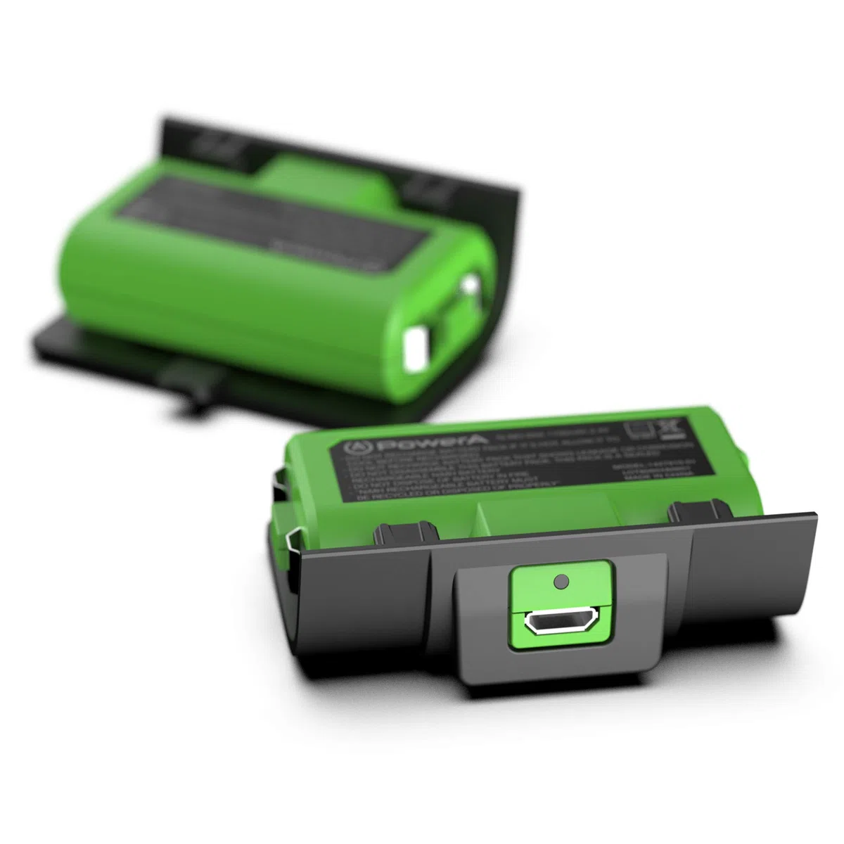Power A Play and Charge Kit de Carga para Mandos Xbox One y Xbox X|S, Cargador Compatible con Base de Carga de Xbox, 2 Baterías Recargables con Indicadores LED, 4 Tapas de Batería – Negro y Verde