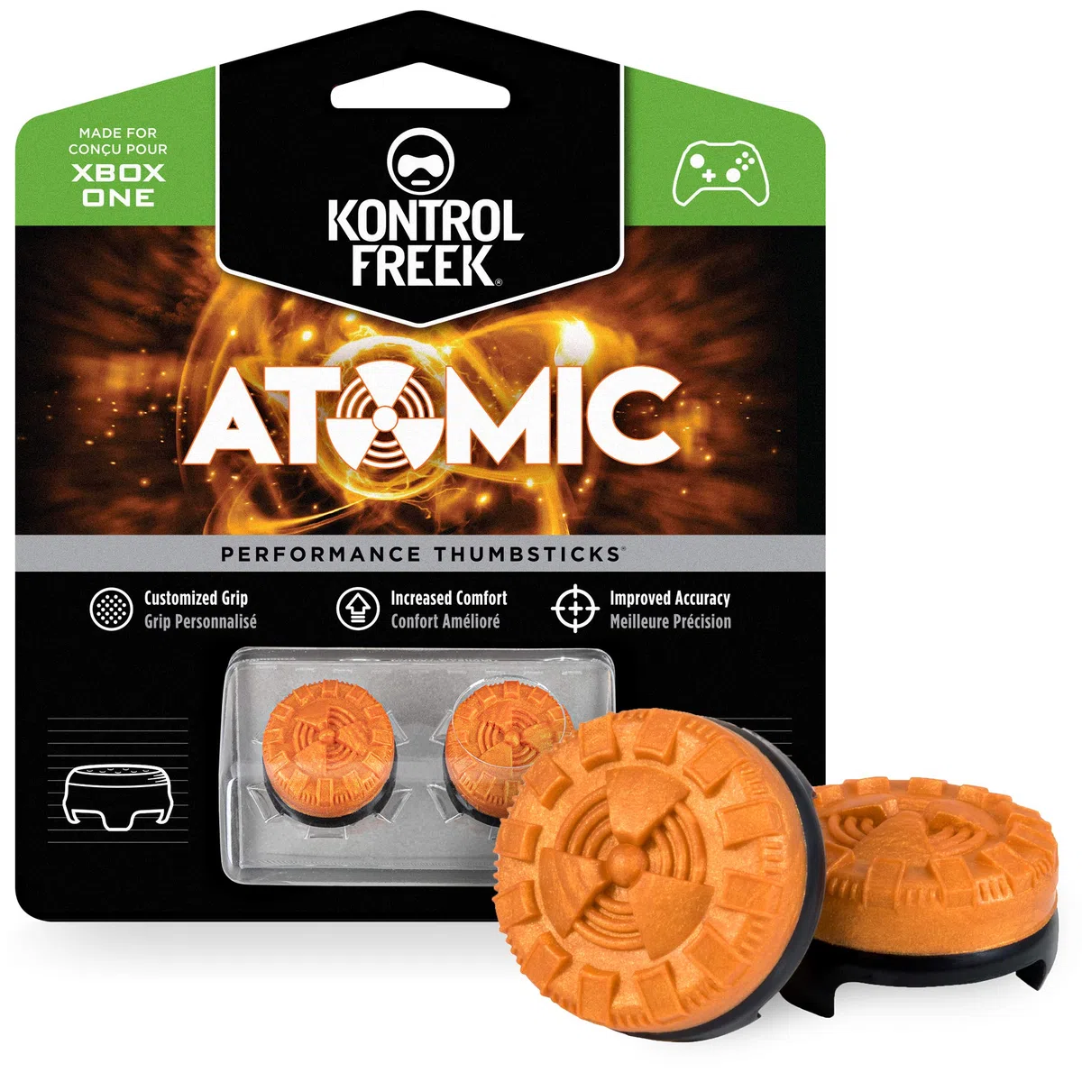 KontrolFreek Atomic para mando de XBOX One y Xbox Series X/S | Performance Thumbsticks | 2 Media Altura Convexos | Naranja