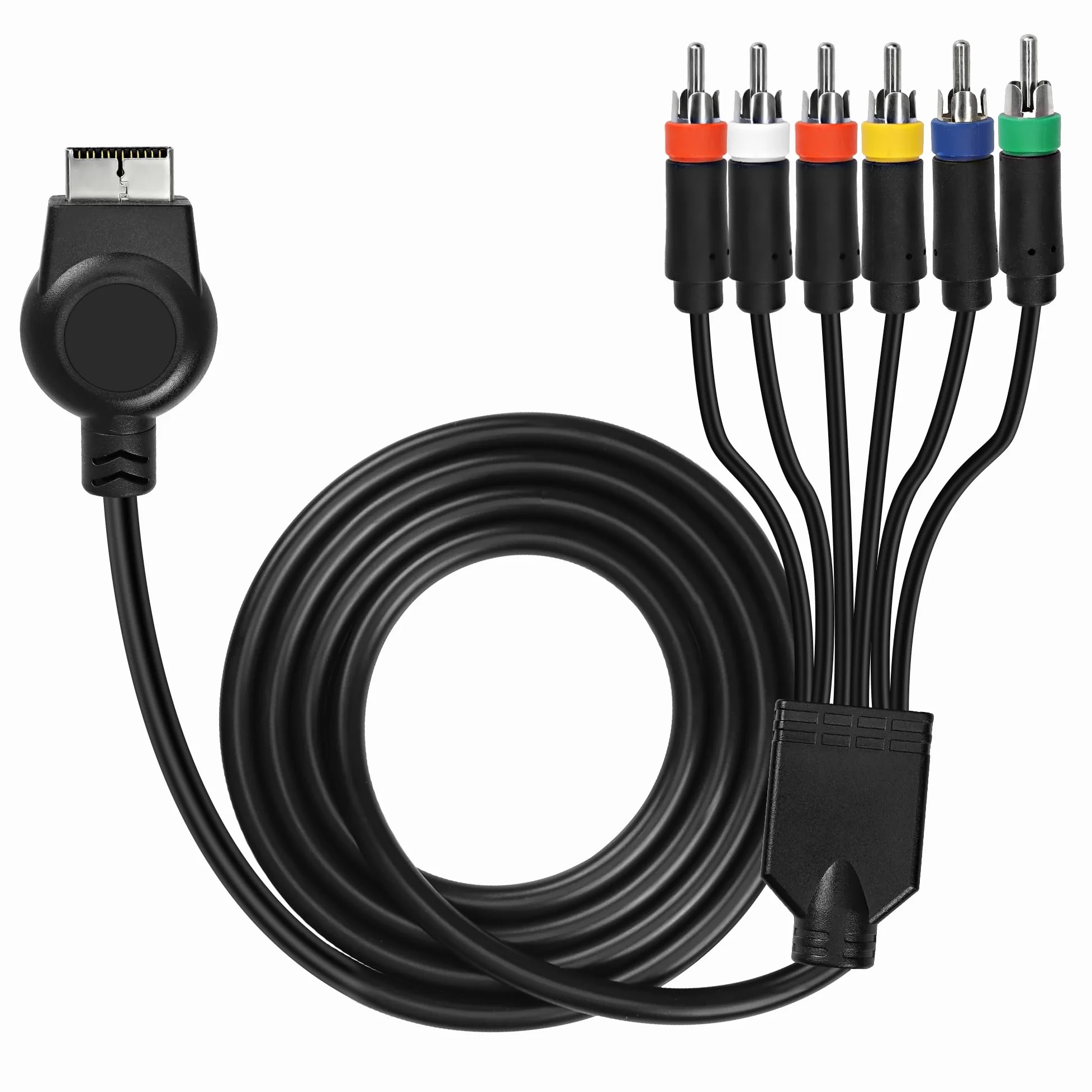 MEIRIYFA Cable AV de componente PS3 ps2, cable de audio y video HD 5RCA YPbPr de componente + Cable de audio y video RCA para consola PS2 / PS3-1,8m, negro